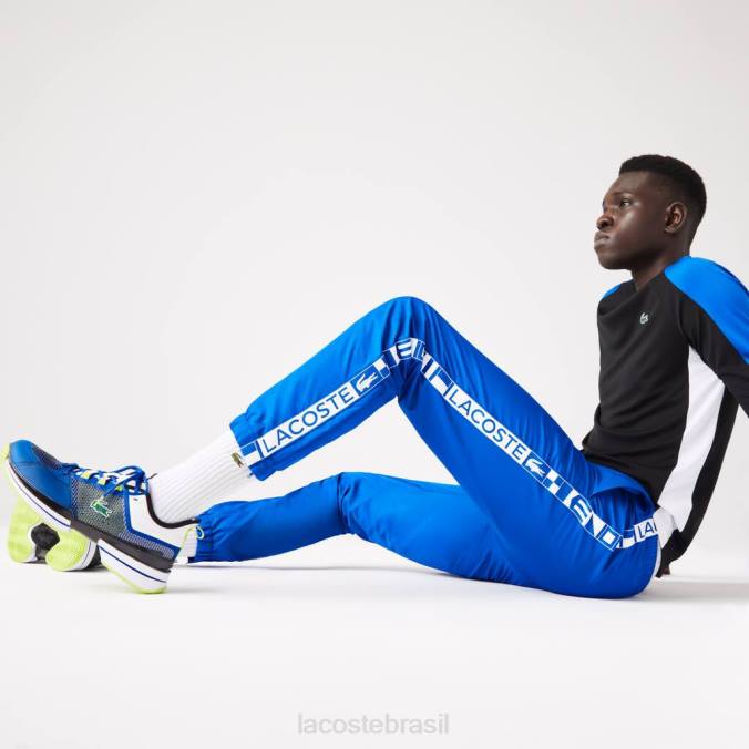 Lacoste homens calça esportiva com estampa lateral de tênis azul P2PX1087 roupas