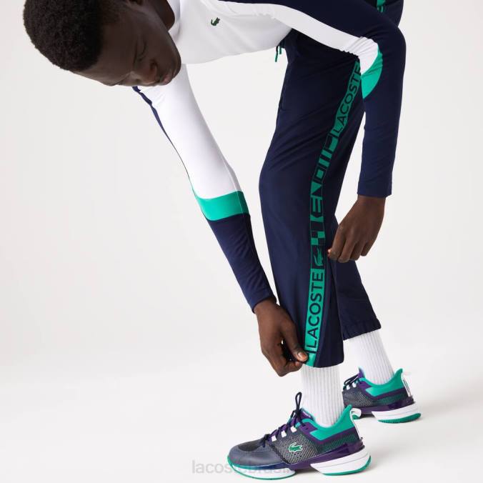 Lacoste homens calça esportiva com estampa lateral de tênis azul-marinho P2PX1089 roupas