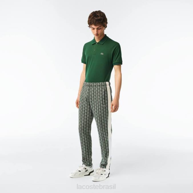 Lacoste homens calça esportiva com estampa monograma verde/bege P2PX279 roupas