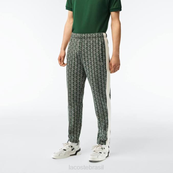 Lacoste homens calça esportiva com estampa monograma verde/bege P2PX279 roupas