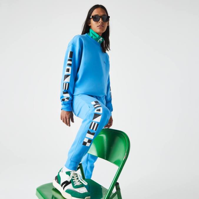 Lacoste homens calça esportiva com estampa refletiva azul P2PX1045 roupas