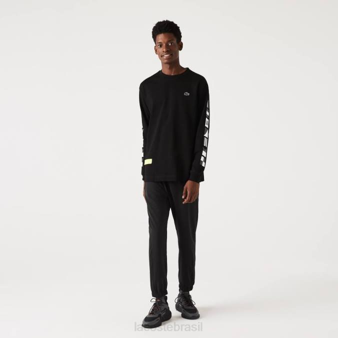 Lacoste homens calça esportiva com zíper preto P2PX1091 roupas