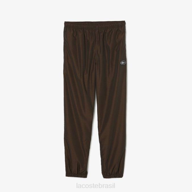 Lacoste homens calça esportiva de sarja xadrez repelente à água preto/marrom/azul marinho/verde cáqui P2PX1069 roupas