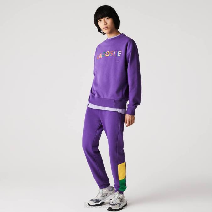 Lacoste homens calças de jogging de lã colorblock de marca roxo/amarelo/verde P2PX1107 roupas