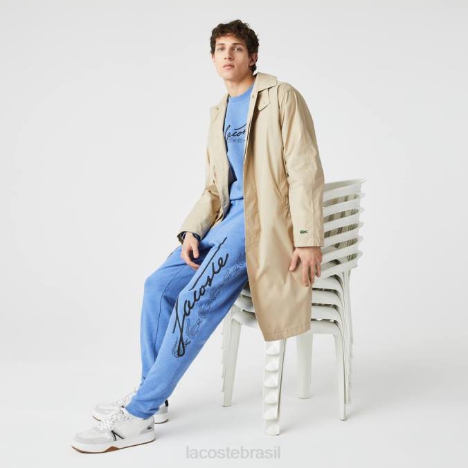 Lacoste homens calças de jogging de lã de algodão exclusivas e com estampa de crocodilo chinelo azul P2PX1067 roupas