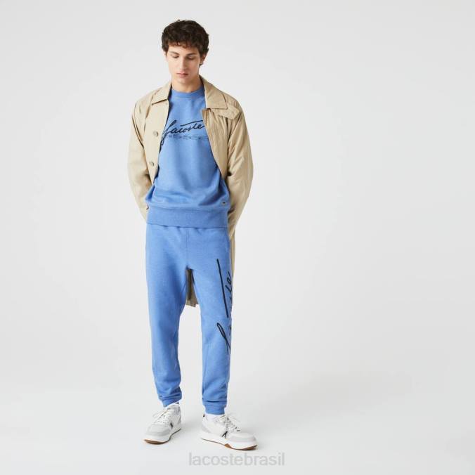 Lacoste homens calças de jogging de lã de algodão exclusivas e com estampa de crocodilo chinelo azul P2PX1067 roupas