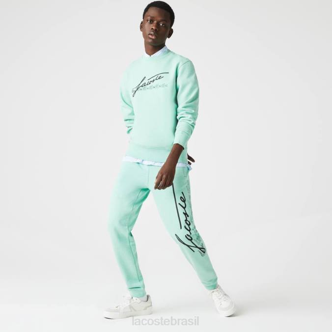 Lacoste homens calças de jogging de lã de algodão exclusivas e com estampa de crocodilo verde P2PX1066 roupas
