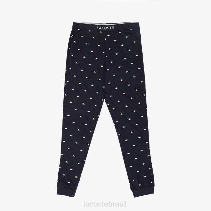 Lacoste homens calças de pijama de jérsei Preto branco P2PX1352 roupas