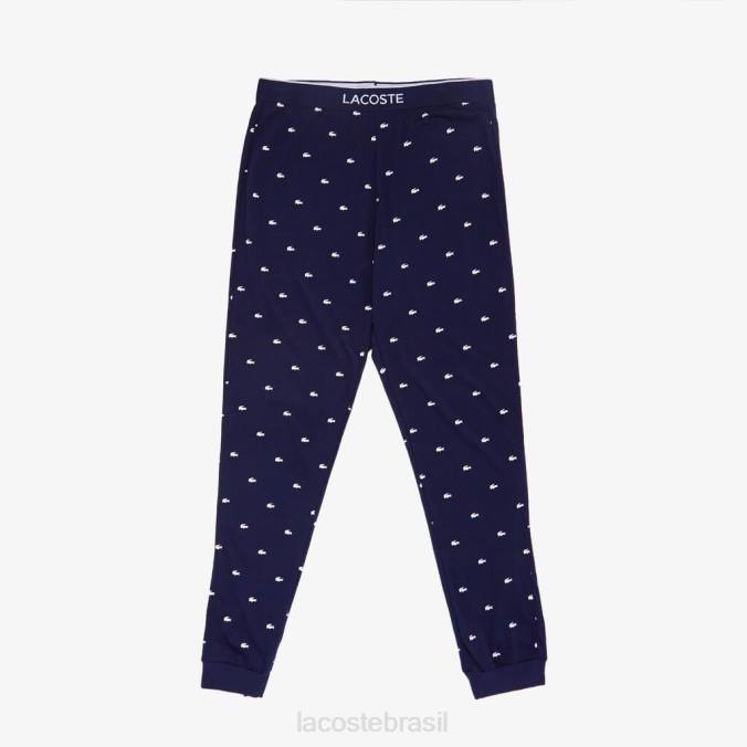 Lacoste homens calças de pijama de jérsei azul marinho/branco P2PX1353 roupas