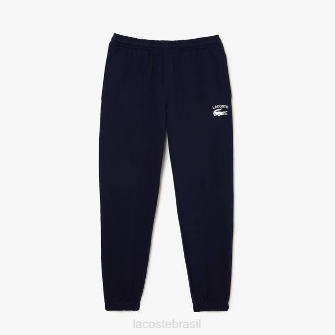 Lacoste homens calças de treino com ajuste cônico azul-marinho P2PX551 roupas