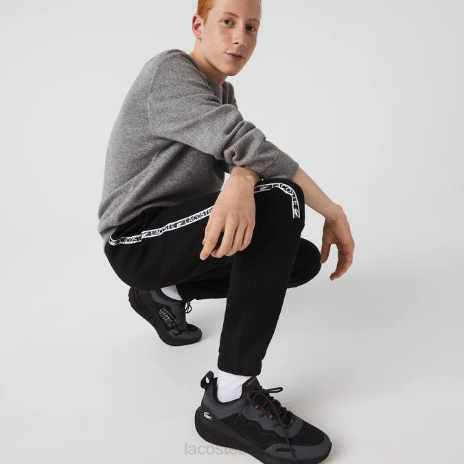 Lacoste homens calças de treino com faixas impressas preto P2PX1459 roupas