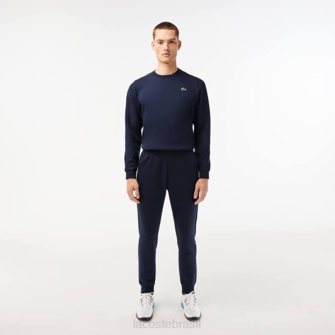 Lacoste homens calças de treino com painéis de malha azul-marinho P2PX1021 roupas