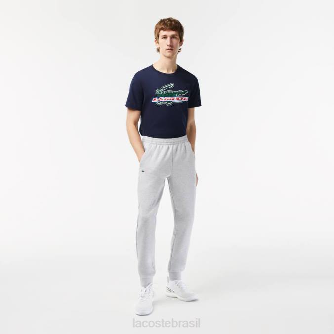 Lacoste homens calças de treino com painéis de malha chine cinza/cinza claro P2PX1020 roupas