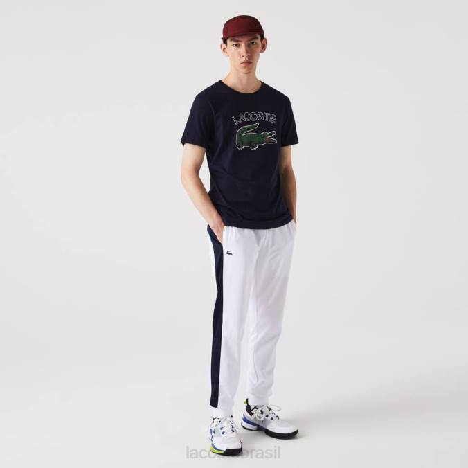 Lacoste homens calças esportivas de tênis resistentes à corrida branco/azul marinho/verde P2PX994 roupas