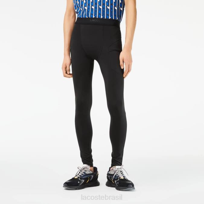 Lacoste homens leggings esportivas de poliéster reciclado preto P2PX509 roupas