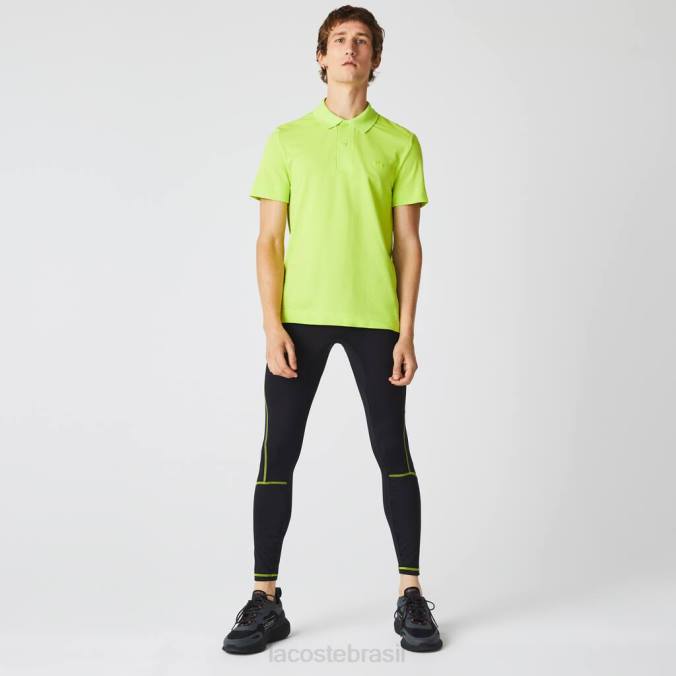 Lacoste homens leggings térmicas esportivas Preto amarelo P2PX1112 roupas