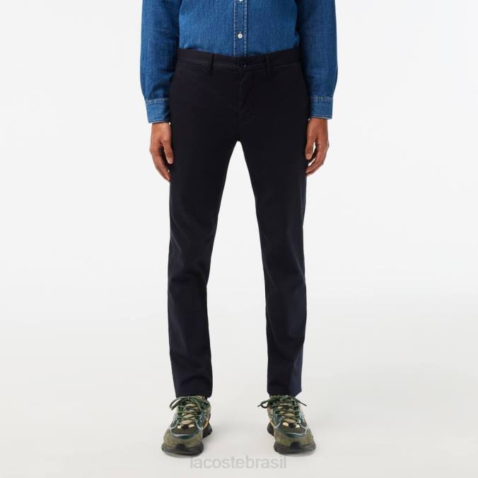 Lacoste homens novas calças clássicas de algodão stretch slim fit azul-marinho P2PX478 roupas