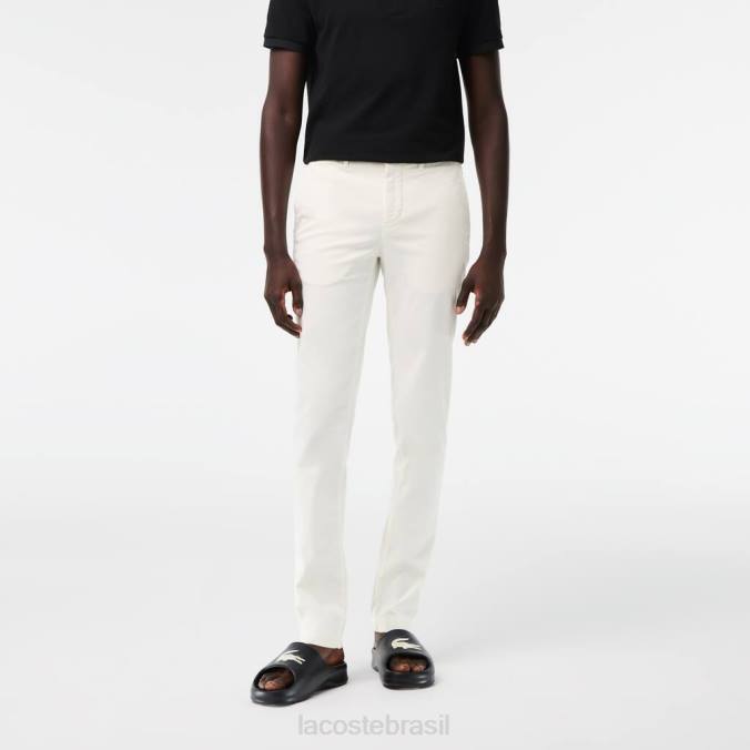 Lacoste homens novas calças clássicas de algodão stretch slim fit branco P2PX1550 roupas