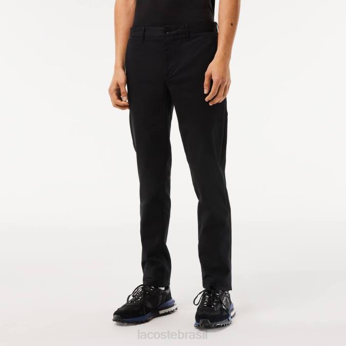 Lacoste homens novas calças clássicas de algodão stretch slim fit preto P2PX477 roupas
