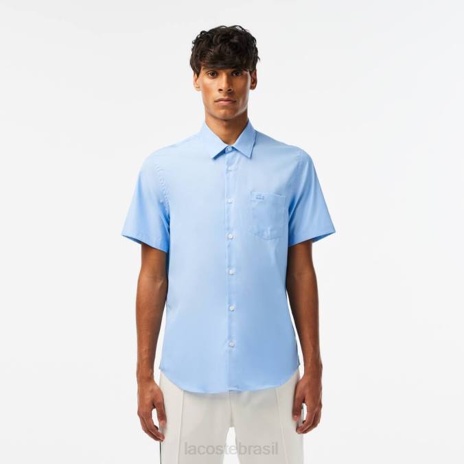 Lacoste homens camisa de algodão liso regular fit azul P2PX1562 roupas