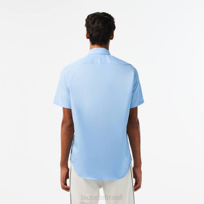 Lacoste homens camisa de algodão liso regular fit azul P2PX1562 roupas