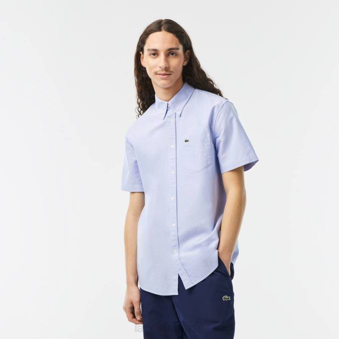 Lacoste homens camisa de algodão oxford regular fit azul P2PX1527 roupas