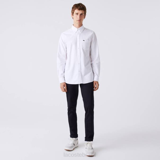 Lacoste homens camisa de algodão oxford regular fit branco P2PX1467 roupas