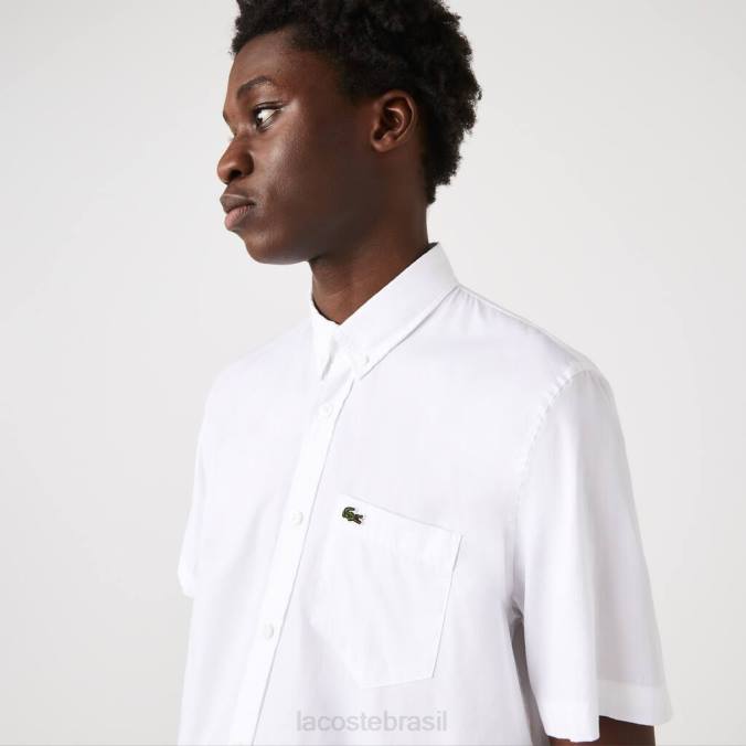 Lacoste homens camisa de algodão oxford regular fit branco P2PX1526 roupas