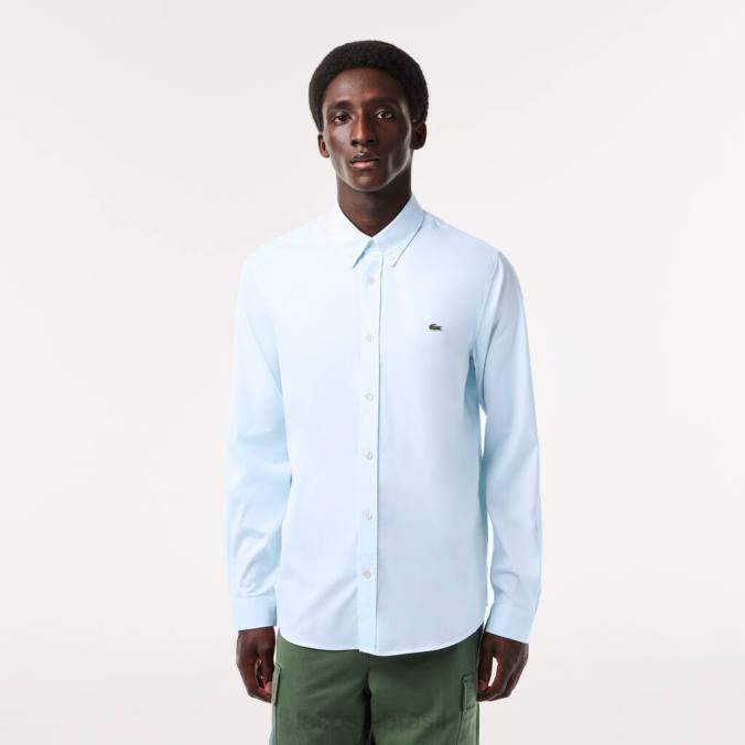 Lacoste homens camisa de algodão premium de ajuste regular azul P2PX1493 roupas