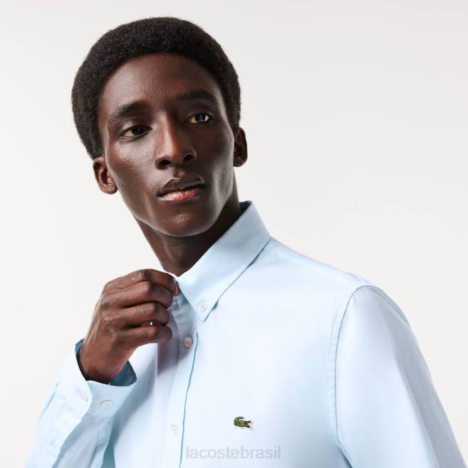 Lacoste homens camisa de algodão premium de ajuste regular azul P2PX1493 roupas