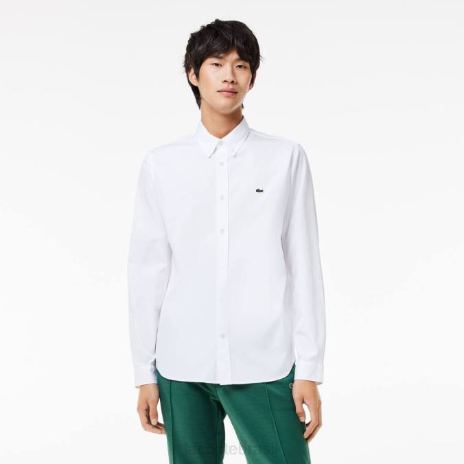 Lacoste homens camisa de algodão premium de ajuste regular branco P2PX1494 roupas