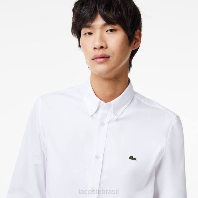 Lacoste homens camisa de algodão premium de ajuste regular branco P2PX1494 roupas