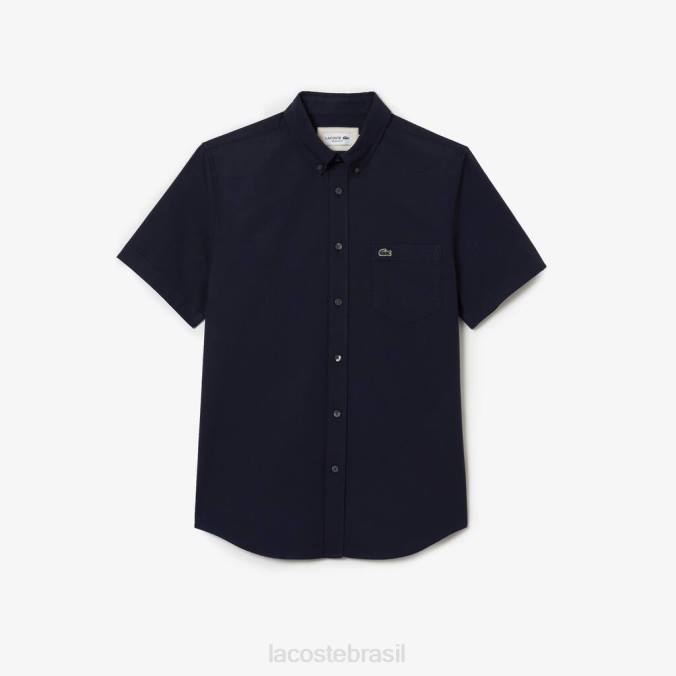 Lacoste homens camisa de algodão regular azul-marinho P2PX452 roupas