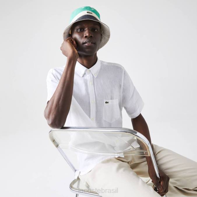 Lacoste homens camisa de linho regular branco P2PX1646 roupas