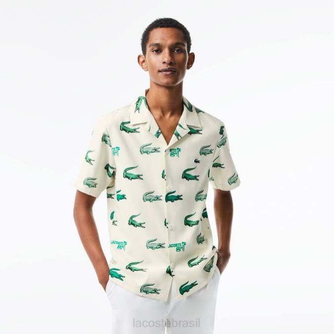 Lacoste homens camisa de manga curta com estampa de golfe branco P2PX473 roupas
