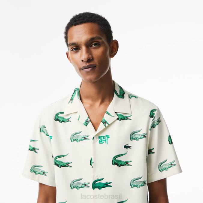 Lacoste homens camisa de manga curta com estampa de golfe branco P2PX473 roupas