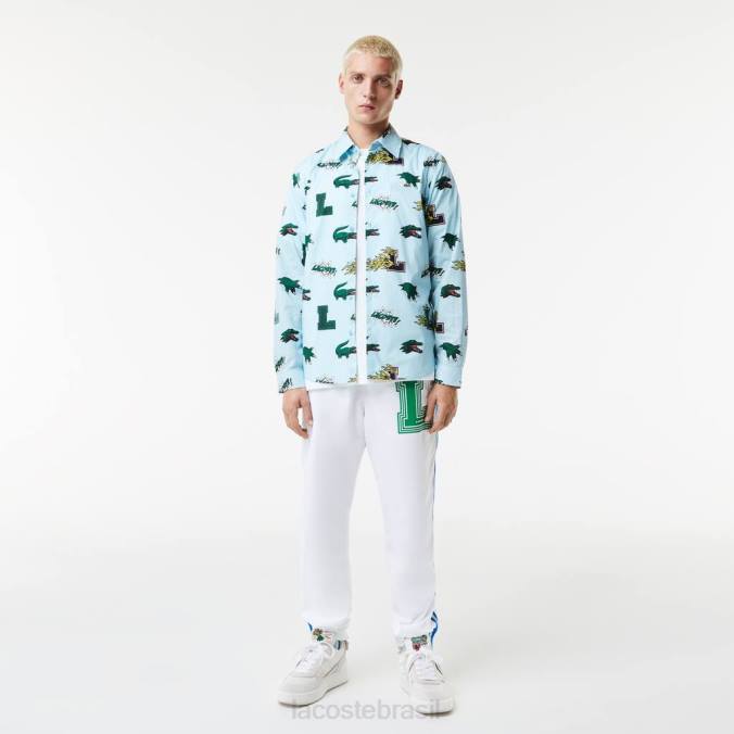 Lacoste homens camisa regular fit com estampa de crocodilo Branco azulado P2PX1574 roupas
