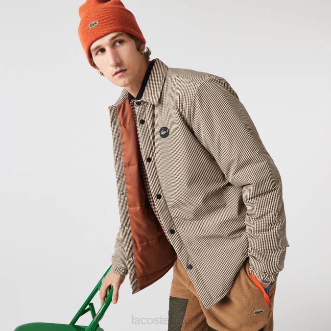 Lacoste homens overshirt hidrorrepelente com estampa xadrez bege/azul marinho/branco/verde cáqui P2PX1549 roupas