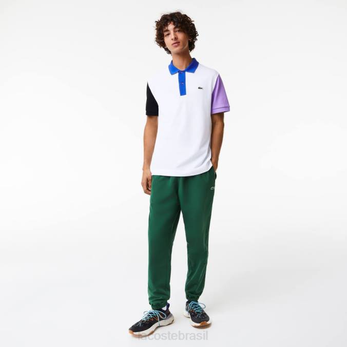 Lacoste homens Polo petit piquê de algodão colorblock regular fit branco/preto/roxo/azul P2PX559 roupas