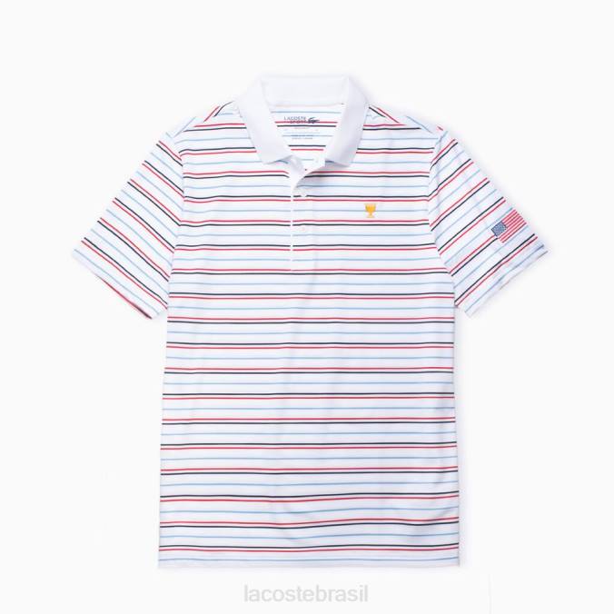 Lacoste homens Presidents Cup esporte polo listrado branco/azul/azul marinho/vermelho P2PX1230 roupas