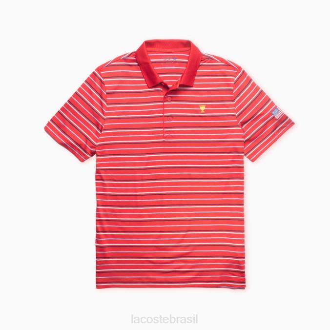Lacoste homens Presidents Cup esporte polo listrado vermelho/azul/azul marinho/branco P2PX1228 roupas