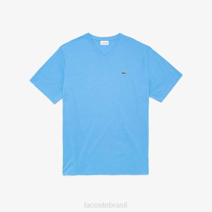 Lacoste homens camisa pólo de algodão com nervuras e decote em V regular fit (plus size) azul P2PX708 roupas