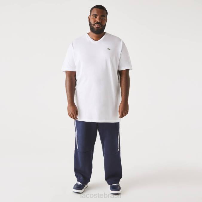Lacoste homens camisa pólo de algodão com nervuras e decote em V regular fit (plus size) branco P2PX707 roupas