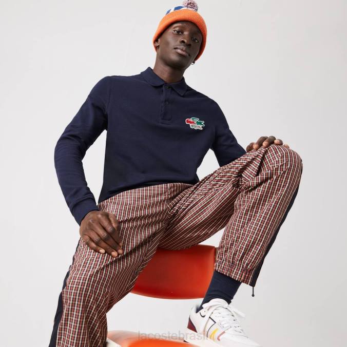 Lacoste homens camisa pólo de algodão orgânico regular fit azul-marinho P2PX917 roupas