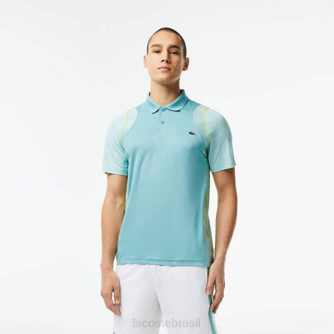 Lacoste homens camisa pólo de poliéster reciclado de tênis hortelã P2PX84 roupas