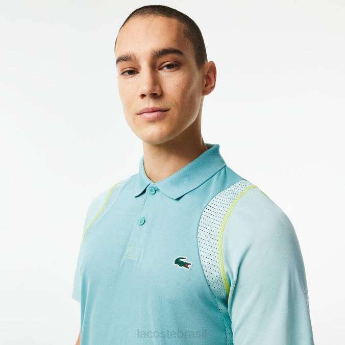 Lacoste homens camisa pólo de poliéster reciclado de tênis hortelã P2PX84 roupas