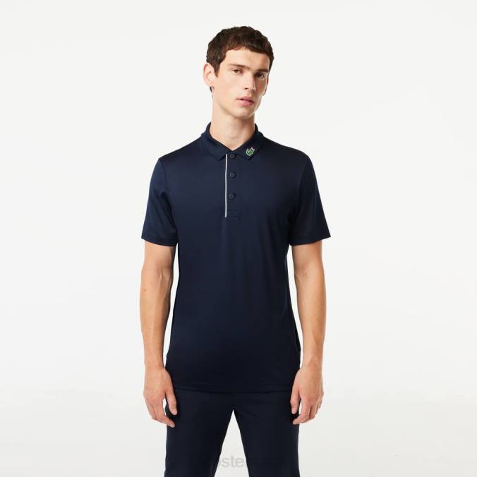 Lacoste homens camisa polo de golfe esportiva azul marinho/branco P2PX596 roupas