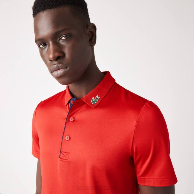 Lacoste homens camisa polo de golfe esportiva vermelho/azul marinho P2PX597 roupas