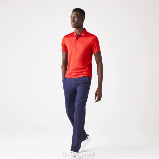 Lacoste homens camisa polo de golfe esportiva vermelho/azul marinho P2PX597 roupas