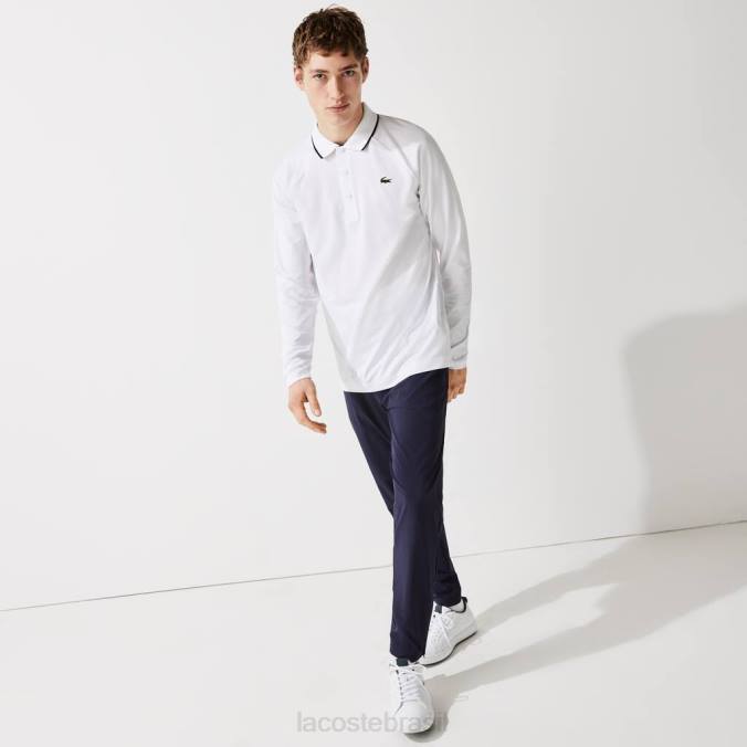 Lacoste homens pólo de golfe esportivo respirável branco/azul marinho P2PX847 roupas